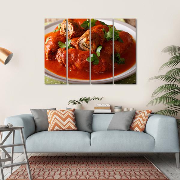 Beef Roll Stuffed Canvas Wall Art-4 Horizontal-Gallery Wrap-34" x 24"-Tiaracle