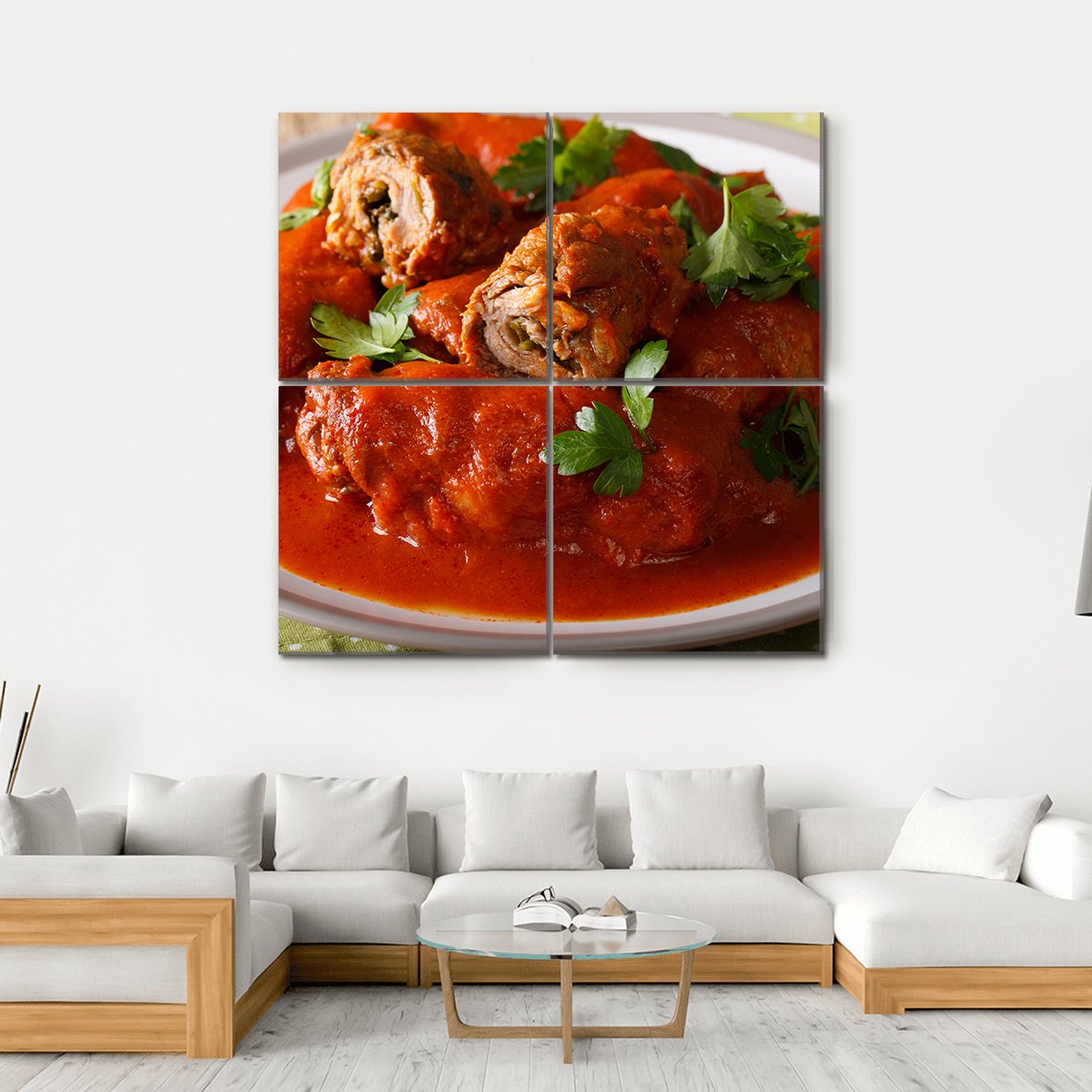 Beef Roll Stuffed Canvas Wall Art-4 Square-Gallery Wrap-17" x 17"-Tiaracle