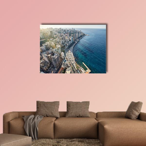 Beirut Cityscape Canvas Wall Art-1 Piece-Gallery Wrap-48" x 32"-Tiaracle