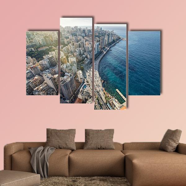 Beirut Cityscape Canvas Wall Art-4 Pop-Gallery Wrap-50" x 32"-Tiaracle