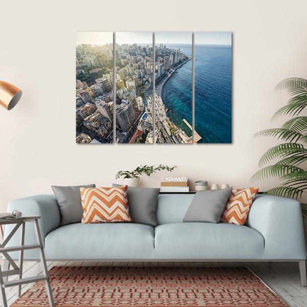 Beirut Cityscape Canvas Wall Art-4 Horizontal-Gallery Wrap-34" x 24"-Tiaracle