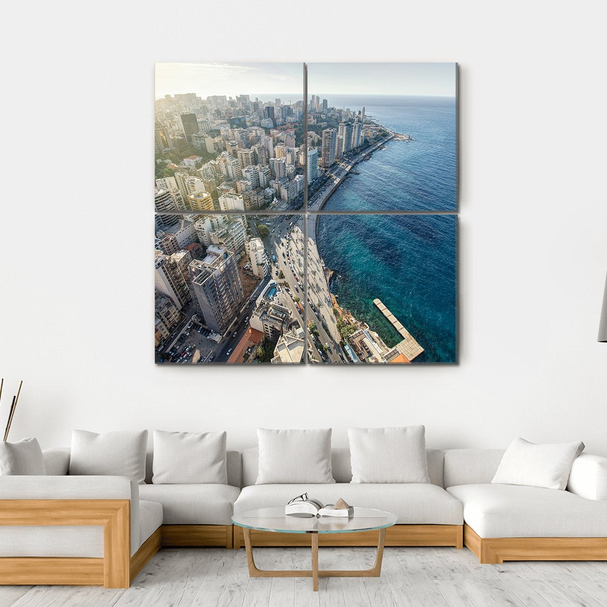 Beirut Cityscape Canvas Wall Art-4 Square-Gallery Wrap-17" x 17"-Tiaracle