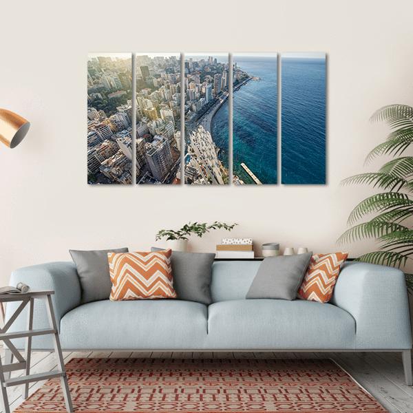 Beirut Cityscape Canvas Wall Art-5 Horizontal-Gallery Wrap-22" x 12"-Tiaracle