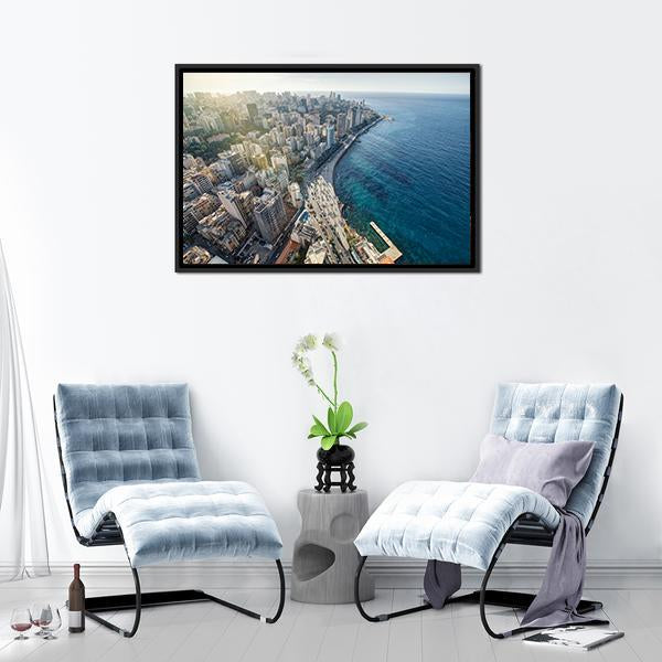 Beirut Cityscape Canvas Wall Art-3 Horizontal-Gallery Wrap-25" x 16"-Tiaracle