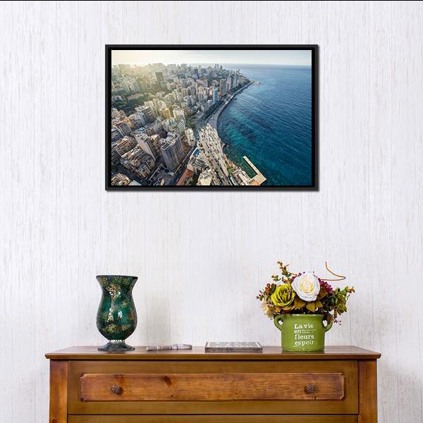 Beirut Cityscape Canvas Wall Art-1 Piece-Floating Frame-24" x 16"-Tiaracle