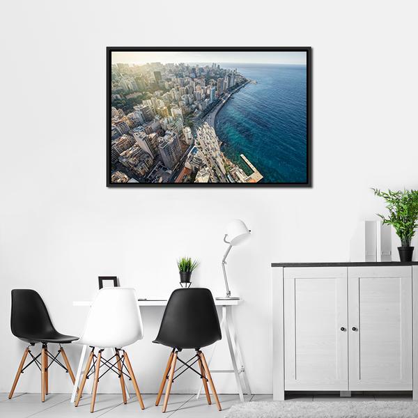 Beirut Cityscape Canvas Wall Art-3 Horizontal-Gallery Wrap-25" x 16"-Tiaracle