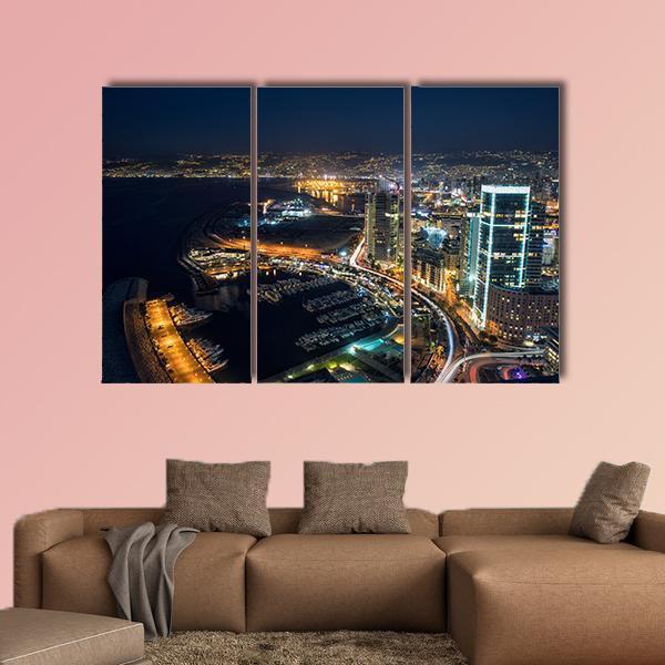 Beirut Night Lebanon Canvas Wall Art-3 Horizontal-Gallery Wrap-37" x 24"-Tiaracle