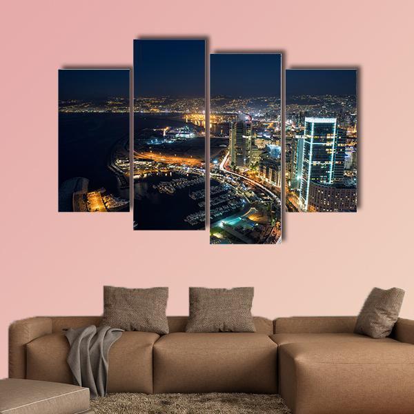 Beirut Night Lebanon Canvas Wall Art-4 Pop-Gallery Wrap-50" x 32"-Tiaracle