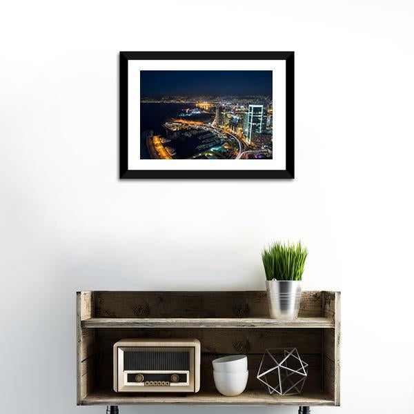 Beirut Night Lebanon Canvas Wall Art-1 Piece-Framed Print-20" x 16"-Tiaracle