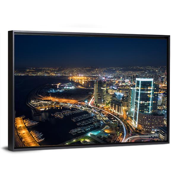 Beirut Night Lebanon Canvas Wall Art-3 Horizontal-Gallery Wrap-25" x 16"-Tiaracle