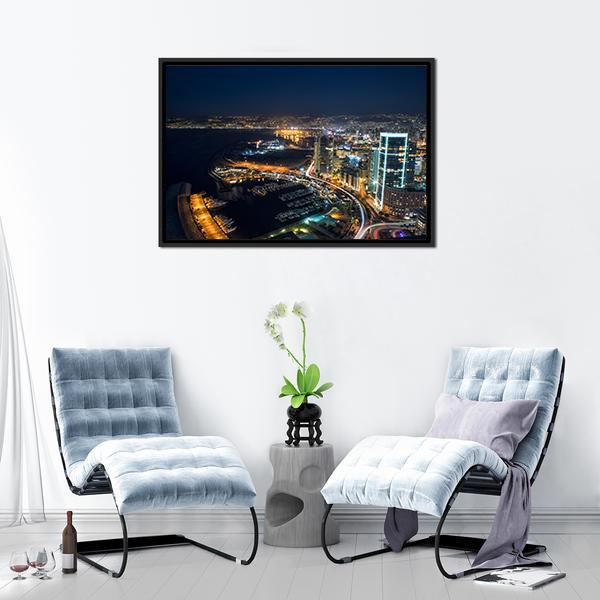 Beirut Night Lebanon Canvas Wall Art-3 Horizontal-Gallery Wrap-25" x 16"-Tiaracle