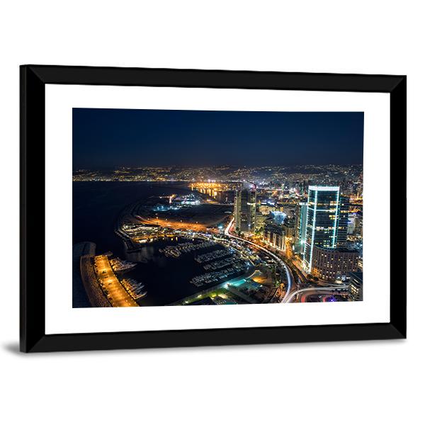 Beirut Night Lebanon Canvas Wall Art-3 Horizontal-Gallery Wrap-25" x 16"-Tiaracle