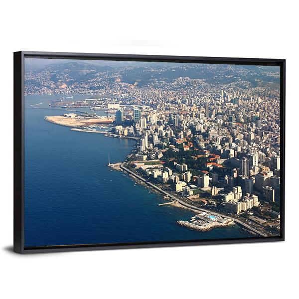 Beirut On Mediterranean Lebanon Canvas Wall Art-3 Horizontal-Gallery Wrap-25" x 16"-Tiaracle