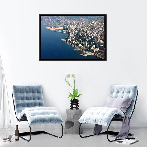 Beirut On Mediterranean Lebanon Canvas Wall Art-3 Horizontal-Gallery Wrap-25" x 16"-Tiaracle