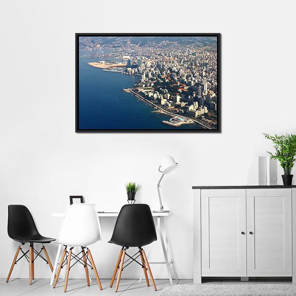 Beirut On Mediterranean Lebanon Canvas Wall Art-3 Horizontal-Gallery Wrap-25" x 16"-Tiaracle