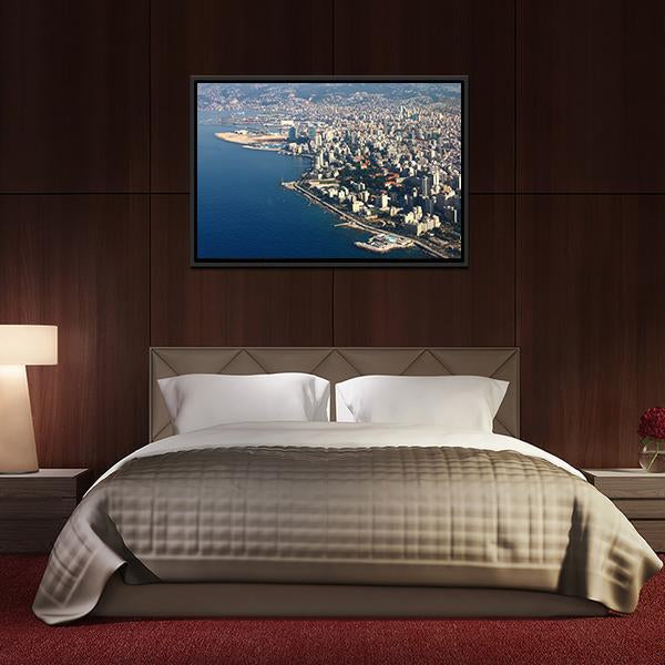 Beirut On Mediterranean Lebanon Canvas Wall Art-3 Horizontal-Gallery Wrap-25" x 16"-Tiaracle