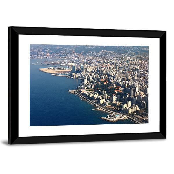 Beirut On Mediterranean Lebanon Canvas Wall Art-3 Horizontal-Gallery Wrap-25" x 16"-Tiaracle
