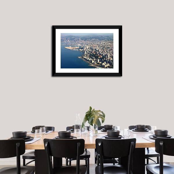 Beirut On Mediterranean Lebanon Canvas Wall Art-3 Horizontal-Gallery Wrap-25" x 16"-Tiaracle