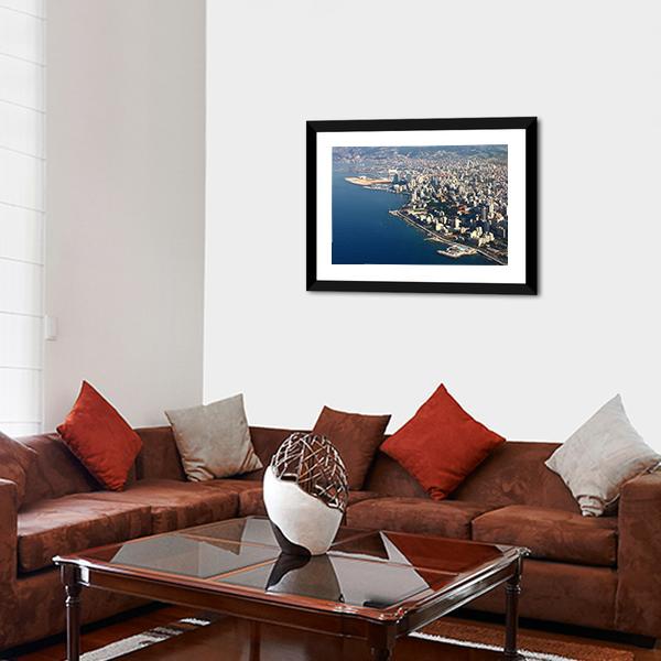 Beirut On Mediterranean Lebanon Canvas Wall Art-3 Horizontal-Gallery Wrap-25" x 16"-Tiaracle