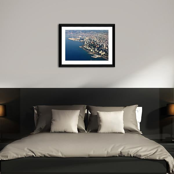Beirut On Mediterranean Lebanon Canvas Wall Art-3 Horizontal-Gallery Wrap-25" x 16"-Tiaracle