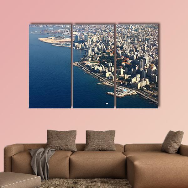 Beirut On Mediterranean Lebanon Canvas Wall Art-3 Horizontal-Gallery Wrap-37" x 24"-Tiaracle