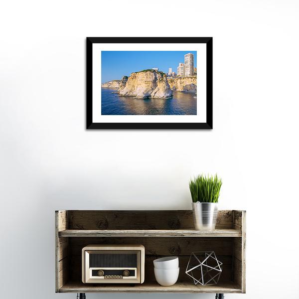 Beirut Pigeon Rocks Canvas Wall Art-1 Piece-Framed Print-20" x 16"-Tiaracle