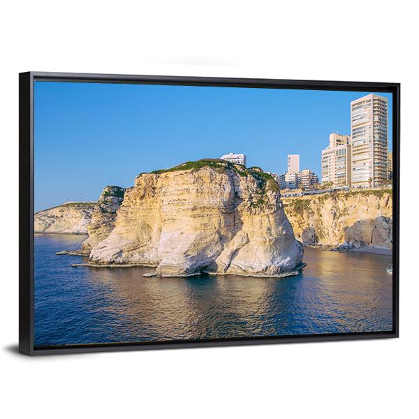 Beirut Pigeon Rocks Canvas Wall Art-3 Horizontal-Gallery Wrap-25" x 16"-Tiaracle