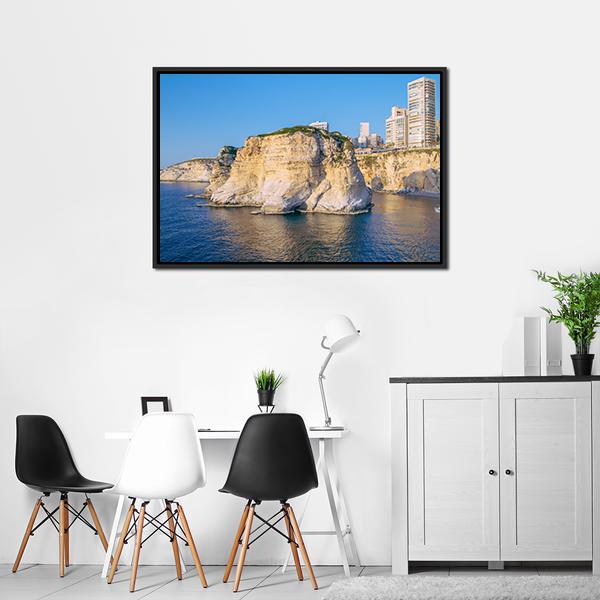 Beirut Pigeon Rocks Canvas Wall Art-3 Horizontal-Gallery Wrap-25" x 16"-Tiaracle