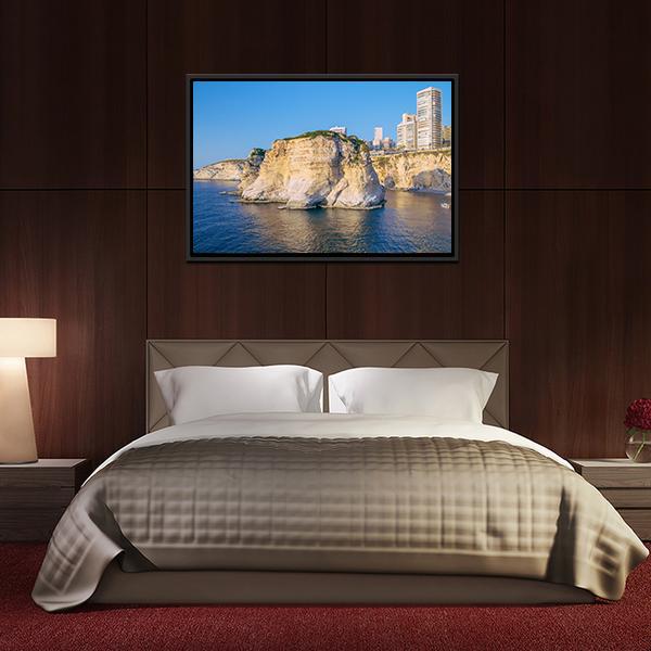 Beirut Pigeon Rocks Canvas Wall Art-3 Horizontal-Gallery Wrap-25" x 16"-Tiaracle