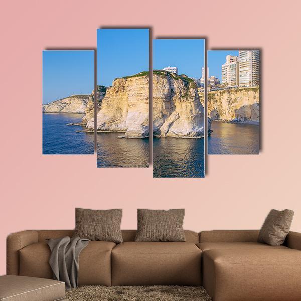 Beirut Pigeon Rocks Canvas Wall Art-4 Pop-Gallery Wrap-50" x 32"-Tiaracle