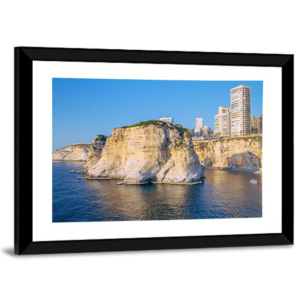Beirut Pigeon Rocks Canvas Wall Art-3 Horizontal-Gallery Wrap-25" x 16"-Tiaracle