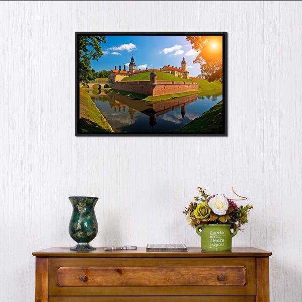 Belarus Castle Canvas Wall Art-1 Piece-Floating Frame-24" x 16"-Tiaracle