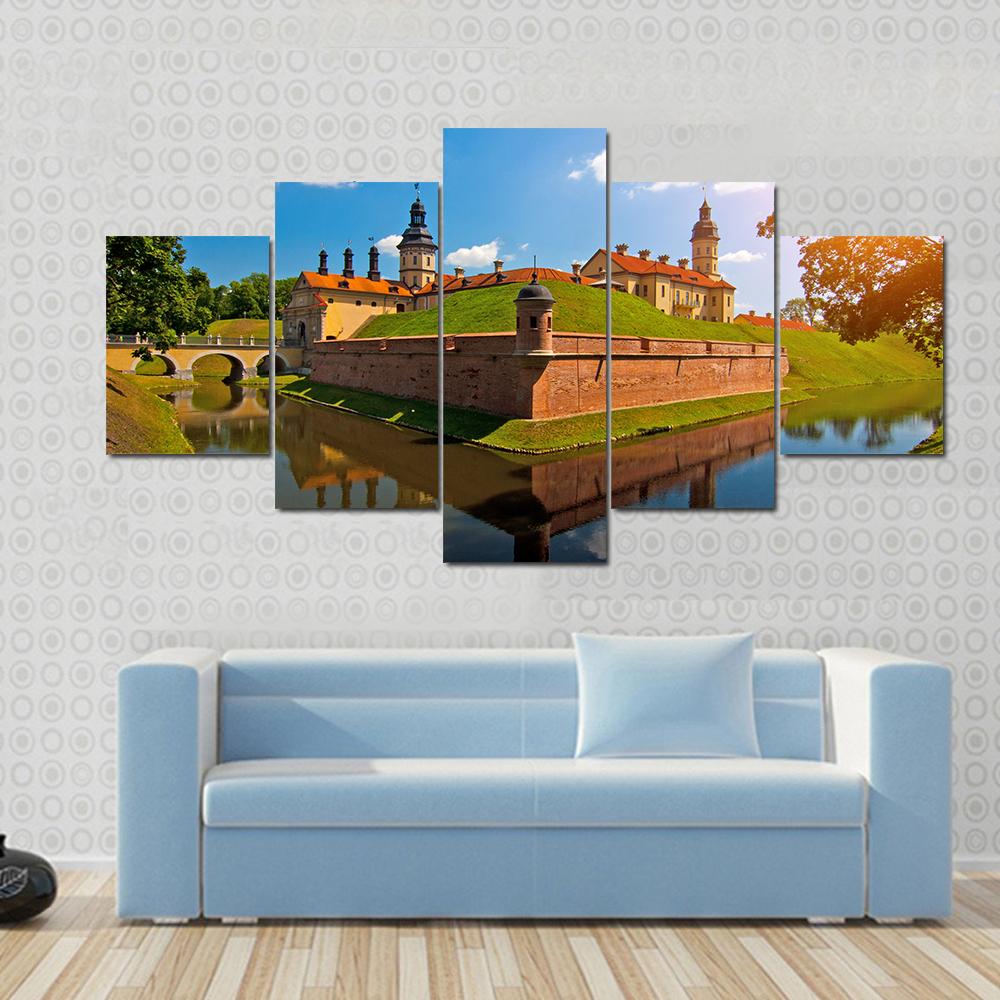 Belarus Castle Canvas Wall Art-5 Star-Gallery Wrap-62" x 32"-Tiaracle