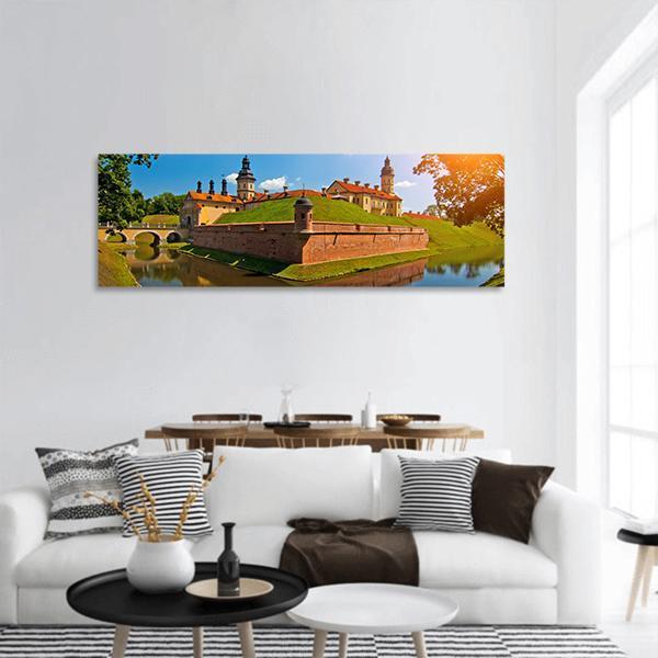 Belarus Castle Panoramic Canvas Wall Art-3 Piece-25" x 08"-Tiaracle