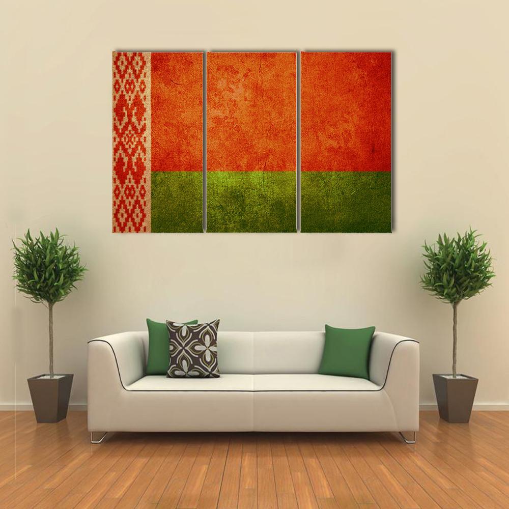 Belarus Flag Canvas Wall Art-3 Horizontal-Gallery Wrap-37" x 24"-Tiaracle
