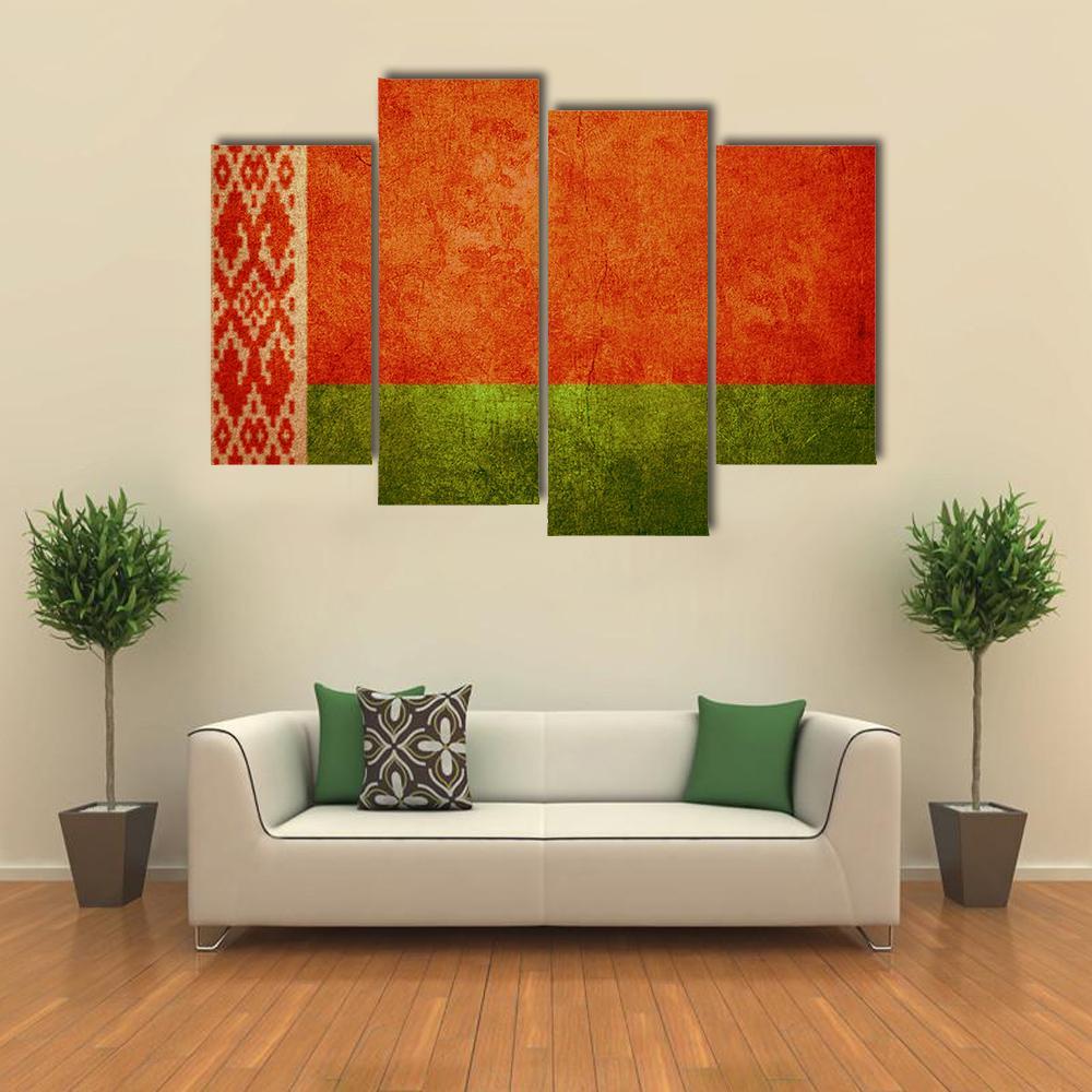 Belarus Flag Canvas Wall Art-4 Pop-Gallery Wrap-50" x 32"-Tiaracle
