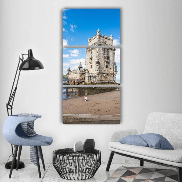 Belem Tower Portugal Vertical Canvas Wall Art-3 Vertical-Gallery Wrap-12" x 25"-Tiaracle