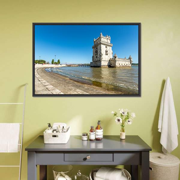 Belem Tower In Lisbon Canvas Wall Art-3 Horizontal-Gallery Wrap-25" x 16"-Tiaracle