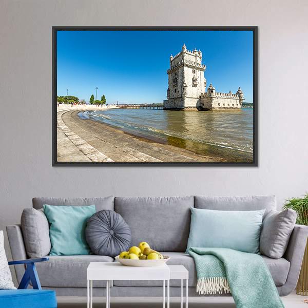 Belem Tower In Lisbon Canvas Wall Art-3 Horizontal-Gallery Wrap-25" x 16"-Tiaracle