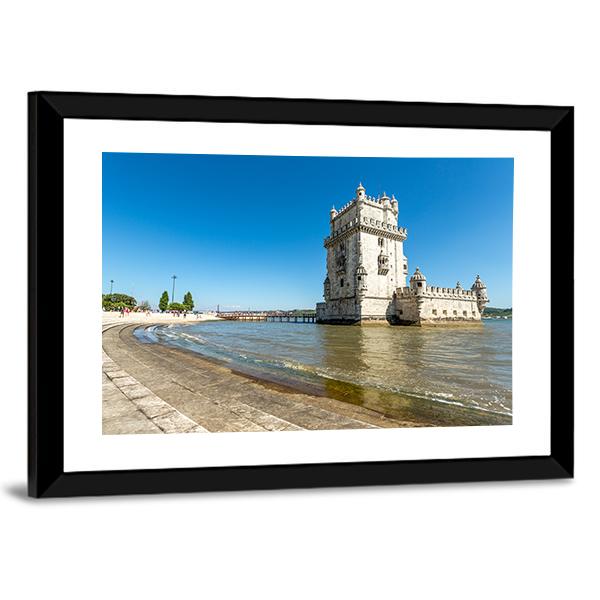Belem Tower In Lisbon Canvas Wall Art-3 Horizontal-Gallery Wrap-25" x 16"-Tiaracle