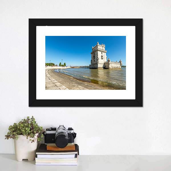 Belem Tower In Lisbon Canvas Wall Art-3 Horizontal-Gallery Wrap-25" x 16"-Tiaracle