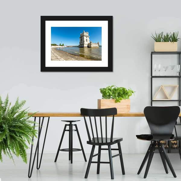 Belem Tower In Lisbon Canvas Wall Art-3 Horizontal-Gallery Wrap-25" x 16"-Tiaracle