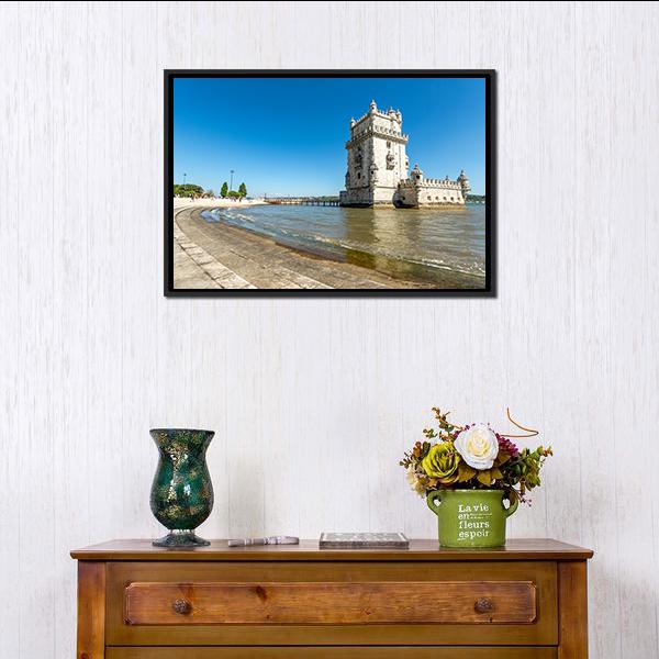Belem Tower In Lisbon Panoramic Canvas Wall Art-1 Piece-36" x 12"-Tiaracle