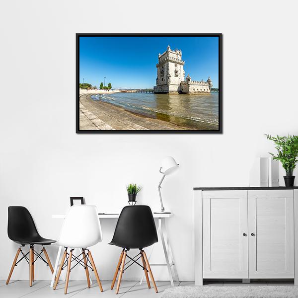 Belem Tower In Lisbon Panoramic Canvas Wall Art-1 Piece-36" x 12"-Tiaracle