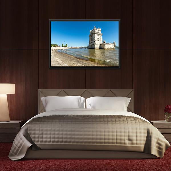 Belem Tower In Lisbon Panoramic Canvas Wall Art-1 Piece-36" x 12"-Tiaracle