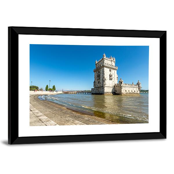 Belem Tower In Lisbon Panoramic Canvas Wall Art-1 Piece-36" x 12"-Tiaracle