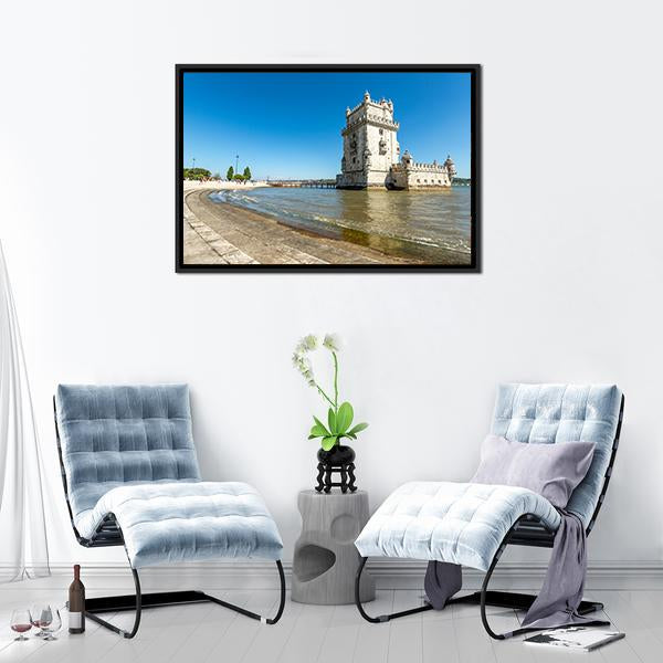 Belem Tower In Lisbon Panoramic Canvas Wall Art-1 Piece-36" x 12"-Tiaracle