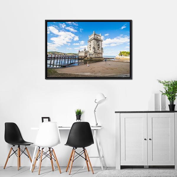 Belem Tower Portugal Vertical Canvas Wall Art-3 Vertical-Gallery Wrap-12" x 25"-Tiaracle