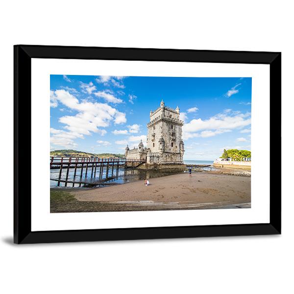 Belem Tower Portugal Vertical Canvas Wall Art-3 Vertical-Gallery Wrap-12" x 25"-Tiaracle