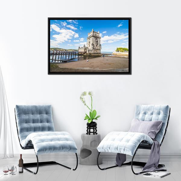 Belem Tower Portugal Vertical Canvas Wall Art-3 Vertical-Gallery Wrap-12" x 25"-Tiaracle